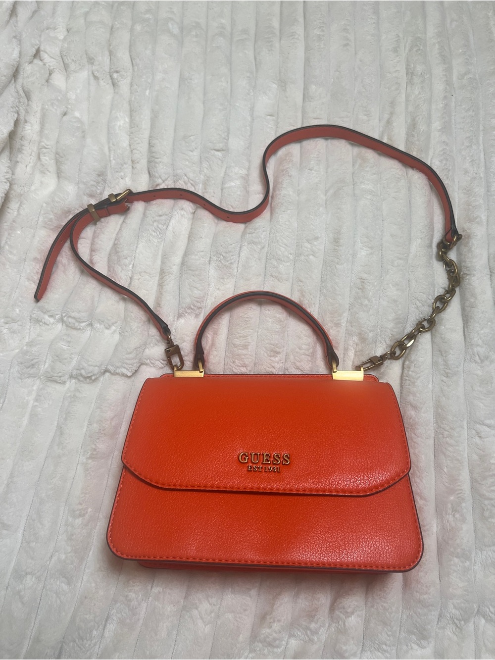 GUESS Bright Orange Structured Top-Handle Bag
